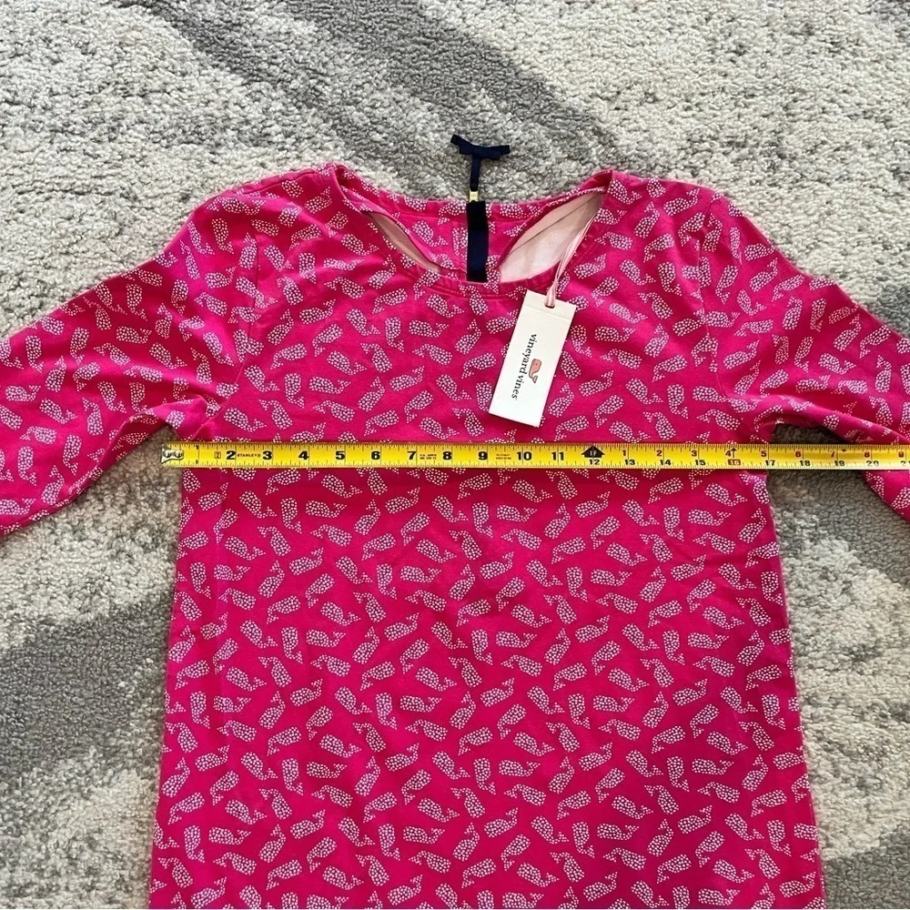 VINEYARD VINES GIRLS DRESS SIZE 16 Pink Whale NEW Rhododendron 3/4 School Knee - Picture 6 of 7
